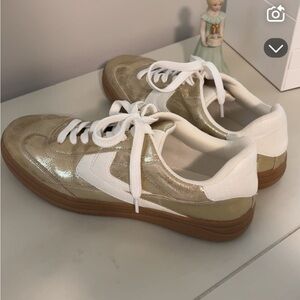 Dolce Vita Gold and White Sneakers Retro-Inspired Design